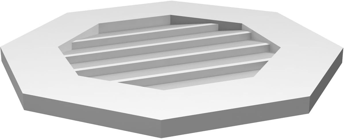 Ekena Millwork Octagonal Surface Mount PVC Gable Vent, Factory Primed White
