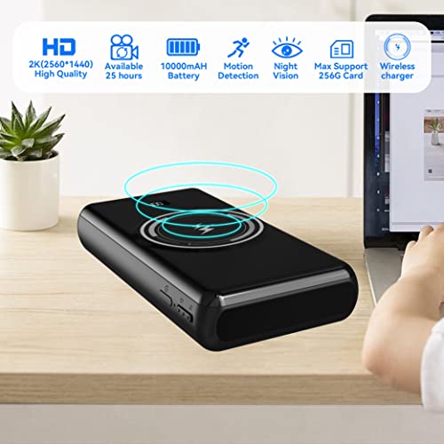 Yuanfan Spy Camera Hidden Camera 10000 Mah Full Hd 2K Power Bank/Wireless Charger Hidden Spy Camera Motion Activated Spy Nanny Cam With Night Vision Portable Security Cameras No Wifi #TOP1