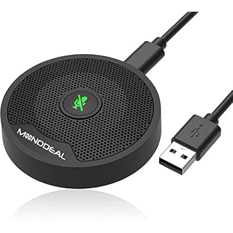 Monodeal USB Conference Microphone, 360° Omnidirectional PC Microphone Mute Plug & Play Compatible with Mac OS Windows 7/8/10 for Zoom,Skype, Video Meeting, Gaming, Chatting Cover