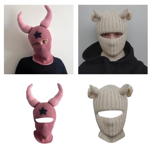 Masque de ski tricoté aspect vieilli protection visage coupe-vent