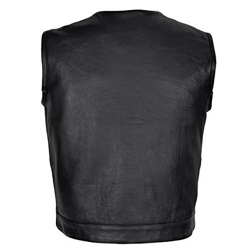 Vance Leathers Vl919 Men's Black Premium Cowhide Leather Biker Motorcycle Vest With Quick Access Conceal Carry Pockets (Xl) #TOP3