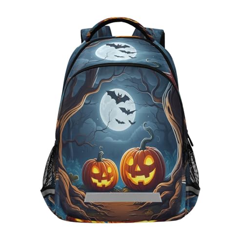 School Backpack Glowing Jack-o-lantern Pumpkins Lightweight Waterproof Travel Laptop Backpack Kids School Bags for Boys Girls Teens 11.6 X 4.9 X 16.7inch