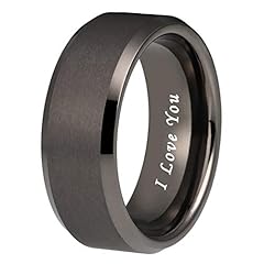 8mm Gunmetal Tungsten I Love You