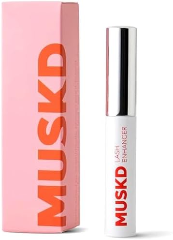 MUSKD Eyelash Growth Serum - Lash Enhancer for Longer, Thicker, Fuller Lashes & Brows - Natural, Vegan & Cruelty-Free Eyelash Serum for Lash & Brow Growth, Gentle Formula (3 ML)