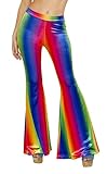 J. Valentine Women's Rainbow Velvet Bell Bottom Pant, Multi, Large