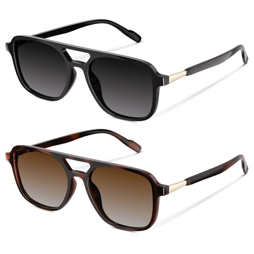 Retro Aviator Sunglasses for Women Men:Polarized Trendy Rectangle Womens Mens Shades Sun Glasses
