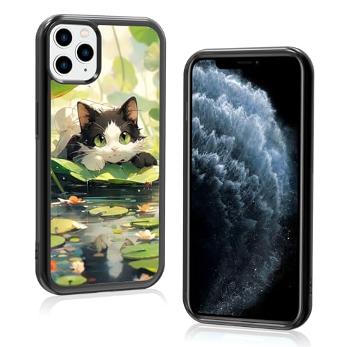 Coque iPhone 11 Pro Max motif chat lotus pour fille et ado