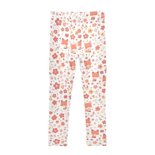 KLL Cute Fox Pattern Foxy Endless Girls Basic Leggings Stretchy Full Length Activewear Exercise2