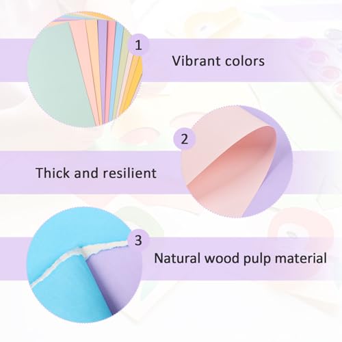 60 Blatt Tonkarton 10 Farben Bastelkarton A4 Bastelpapier Pastell Farbkarton zum Basteln Buntpapier Tonpapier für DIY Handwerk Projekte Origami Malen