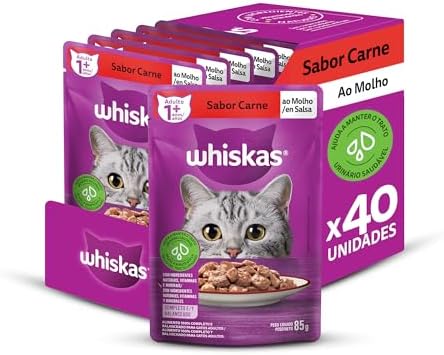 Pack de Ração Úmida Whiskas Sachê Carne ao Molho para Gatos Adult...