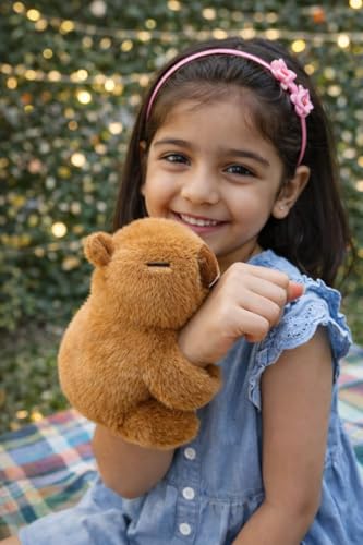 Image of Cute Animal Plush Slap Bracelets - Soft Stuffed Koala & Capybara Hugging Wristbands, Wearable Toy for Kids, Birthday Party Favors, Stocking Stuffers, and Gift for Girls & Boys (Beer)