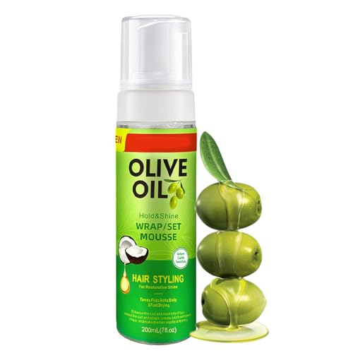 Olive Oil Styling Mousse - Natural Moisturizing Hair Mousse - Hair Styling Curling Mousse Strong Hold Hair Mousse(200ml)