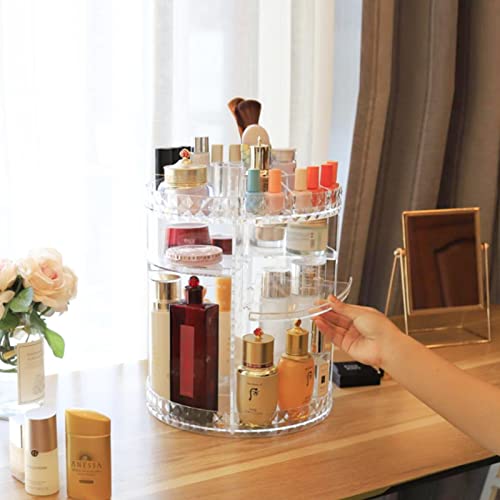 Make Up Organizer, 360° Drehbar Schminktisch Kosmetik Organizer, Parfüm Aufbewahrung,Skincare Beauty Organizer Schminke Kosmetikbox zubehör für Dresser Schlafzimmer Badezimmer, Transparent - 7