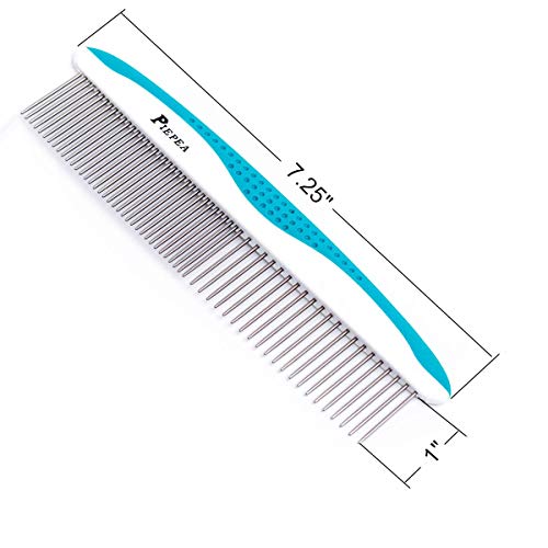 Piepea Pet Comb, Stainless Steel Teeth Comb For Dogs & Cats, Pet Hair Comb For Home Grooming Kit, Removes Knots, Mats And Tangles, 7 1/4" #TOP1