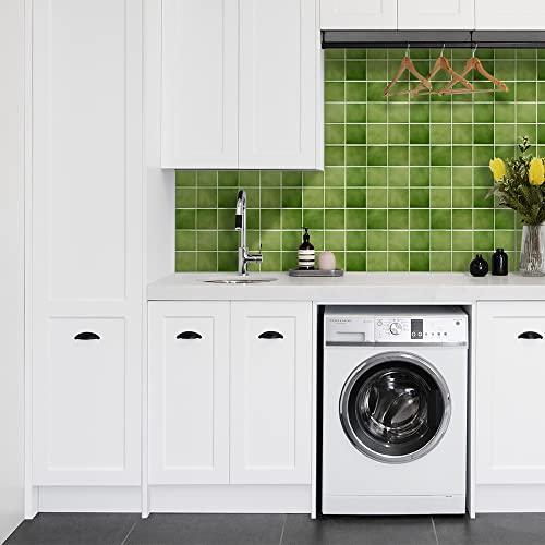 Commomy 10 Pcs Matte 3D Peel and Stick Tile 11.8"x11.8"(Covers 9.7 sq.ft) Ultralight PVC Square Peel and Stick Backsplash for Kitchen Stick on Tiles for Bathroom Interior Wall Decor,Green by Commomy - Used condition - Image 8