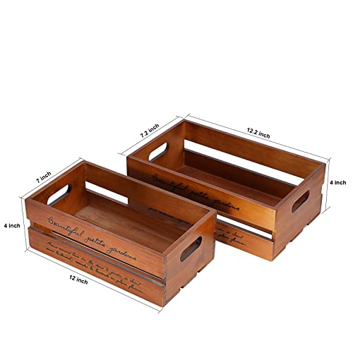 Aiblom Set Of 2 Nesting Open Wooden Storage Crate Box Decorative Crates Rustic Wood Boxes For Centerpieces, Decor, Display, Crafts, Storage, Small Wood Decor Box For Bathroom, Home Items Organizer #TOP5