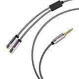 DUKABEL Long Headphone Splitter (4ft / 1.2m) Shielded 4-Pole TRRS 3.5 Y Splitter Cable 2-Way Female