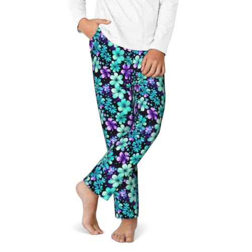 Pantalon de pyjama unisexe imprimé violet et bleu sarcelle doux - 7
