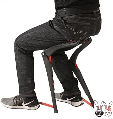CYANQ Foldable Camping Stool Adjustable Height Outdoor Wearable Seat Portable Seat Portable Fishing Stool with Bag (Color : Black)