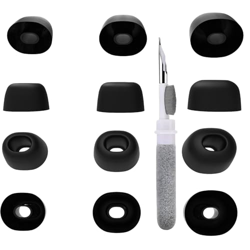 Replacement Silicone Ear Tips for JBL Endurance Peak 3 / Peak II/Peak/Run 2 Wired/Race TWS, 6 Pairs (S/M/L, Black) with 3-in-1 Cleaner Kit