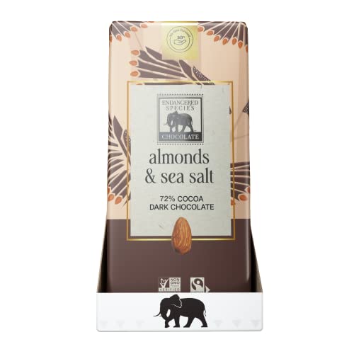 Endangered Species Dark Chocolate Bar W/Sea Salt & Almonds (72% Cocoa) #TOP1