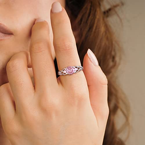 Starchenie Celtic Knot Ring For Women 925 Sterling Silver Created Pink Tourmaline Promise Ring Size 7 #TOP2