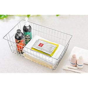 Freezer Wire Storage Baskets,Farmhouse Organizer Storage Bins Large Organizer Bins for Laundry Room, Closets, Garage, Office, Bathroom, Pantry Organization Storage Bins -Set of 2 (Chrome) Freezer Wire Storage BasketsFarmhouse Organizer Storage Bins Large Organizer Bins for Laundry Room Closets Garage Office Bathroom Pantry Organization Storage Bins Set of 2 Chrome