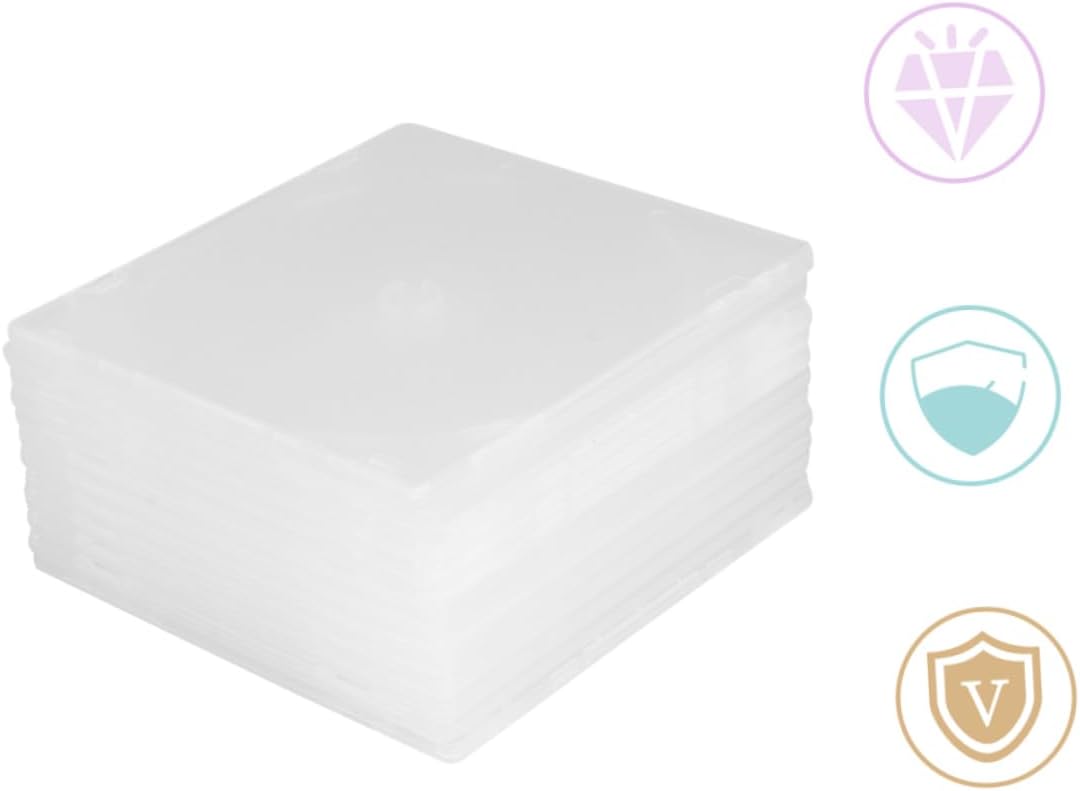 Mikikit 25pcs Cd Case Portable Storage Box Label Insert for Home Cinema and Travel Material for Organizing and Dvds