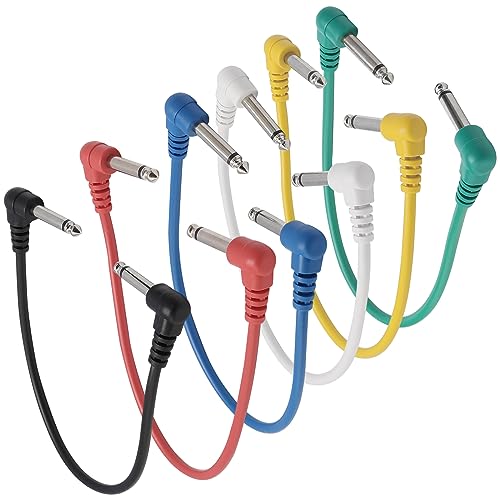 Unxuey Guitar Patch Cables 30CM 6PCS, 6.35mm Effects Pedal Board Lead 1/4 Inch Instrument Cord for Guitar/Bass Effect Pedal