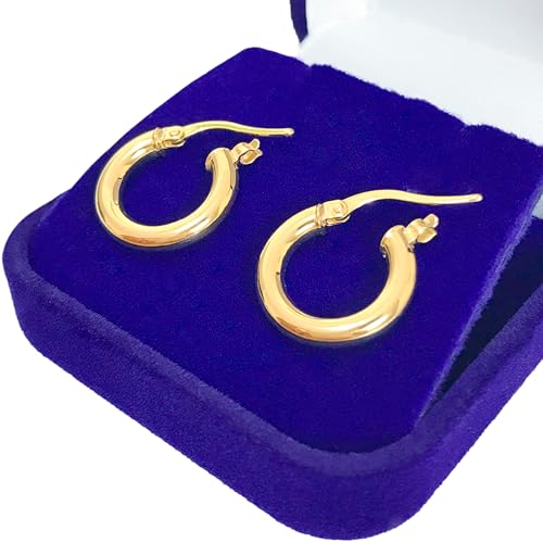 Brinco Feminino Argola C/Trava Fio Redondo 16mm Ouro 18k 750 Acompanha Estojo e Certificado