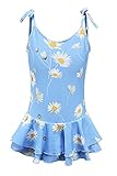 Big Girls One Piece Swimsuits with Skirt Hawaiian Ruffle Bathing Suit for Kids Halter Swimwear Swim...