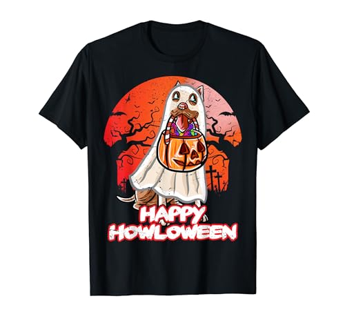 Pitbull Pittie Happy Halloween Costume Ghost T-Shirt