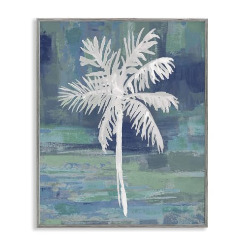 White Palm Leaves Tropical Abstract, 16 x 20 Inch Framed Giclée Print