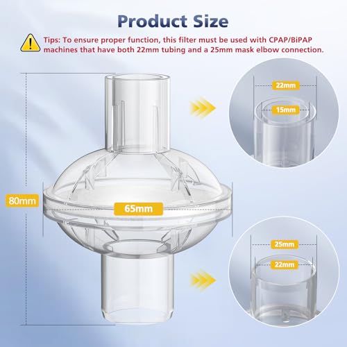 9-Pack CPAP Filter, Universal Inline CPAP Filter Compatible with BiPAP Machines ResMed, Dreamstation Standard, Any CACP Machine Size 22mm and 25mm Tube