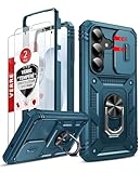 LeYi Coque pour Samsung Galaxy S26 / S 26 5G avec 2*Verre Trempé+Anneau Support, Full Protection de la Caméra en PC Dur Anti Chut Renforcée Armor Heavy Duty Antichoc Bumper Housse Etui, Bleu