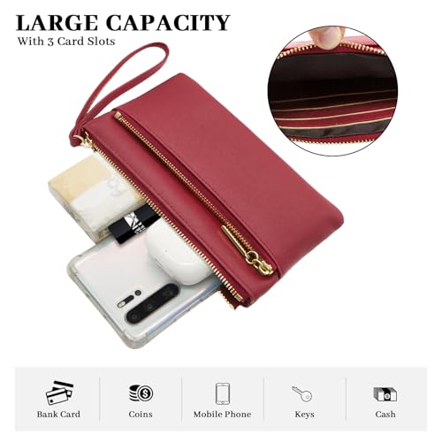 LJCZKA Small Leather Wristlet Wallet for Women Clutch Handbags Purses Cellphone Credit Card Holder Pocket with Wrist Strap4