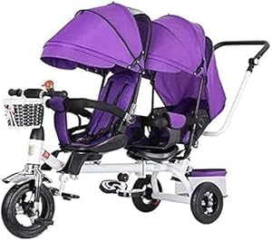 Generic Lila & Weiß Zwillings-Dreirad Kinderwagen