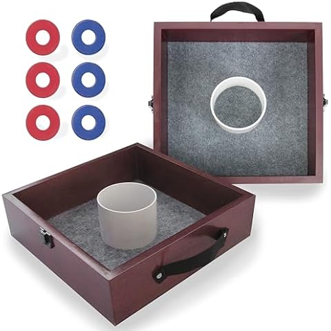 TRIUMPH SPORTS USA Premium Washer Toss Game - Includes 2 Felt-Lines Washer Boxes and Steel Washers, Brown Cover