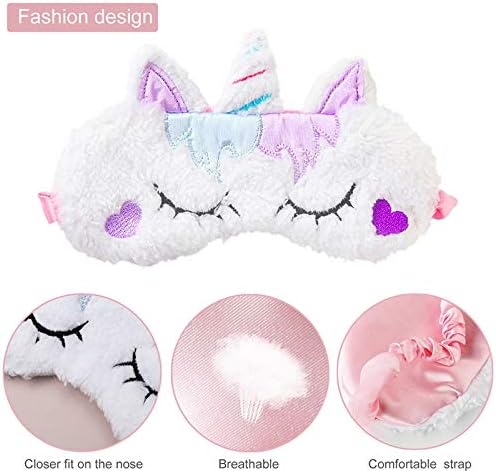 Aniwon 6 Pack Kids Sleep Mask - Unicorn Sleeping Mask Soft Plush Blindfold & Animal Eye Cover Sleep Mask for Kids