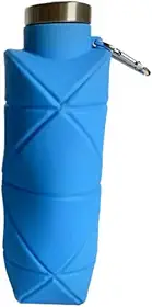 Garrafa de Silicone Retrátil, 4 Cores Disponíveis, Design Geométrico, com Tampa Metálica
