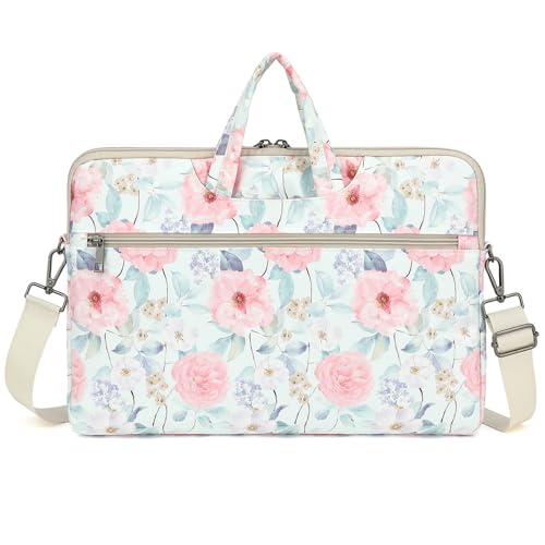 DACHEE Laptop Shoulder Bag for 15 Inch/15.6 Inch Macbook Pro (Pink Rose(07, 15 inch/15.6 inch)