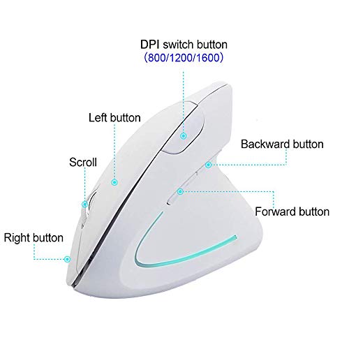 Firstmemory Wireless Vertical Mouse, Wireless Ergonomic Vertical Mouse, 2.4G High Precision Optical Mice 800/1200/1600Dpi For Pc Laptop Desktop Mac (Ergonomic Mouse-White) #TOP1