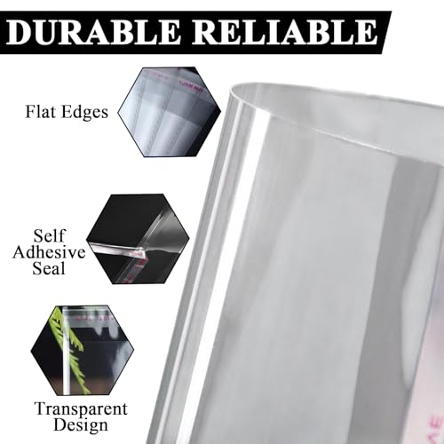 400 Stück Cellophantüten Selbstklebend, Transparent Zellophantüten Selbstklebend, Celofantüten, Zellufantüten, Cellophanbeutel für Süßigkeiten, Kekse, Kerzen und Schokolade 8x20cm,10x18cm