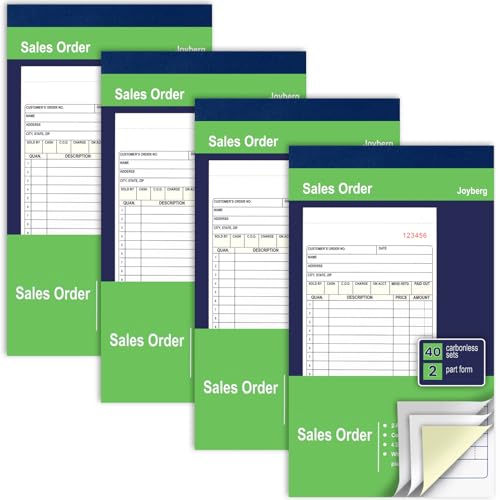 joyberg 4 pack receipt book 417inx72in receipt book with carbon copies 2-part carbonlesswhite and yellow 40 sets per book order book for small business