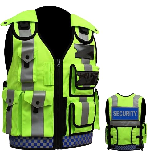 SPALL PRO US Security Vest Safety Enforcement Vest High Viz Reflector Vest (US, Numeric, 1, Regular, Regular, F.Yellow)