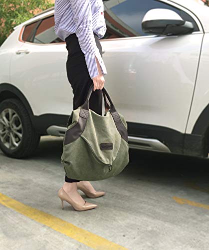 xiaoxiongmao Large Pocket Casual Women's Shoulder Cross body Handbags Canvas Leather Bags Wine red