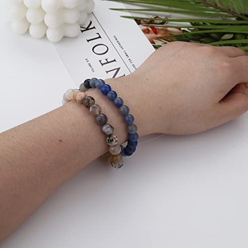 Finrezio 10Pcs 8Mm Natural Gemstone Bead Bracelets For Men Women Semi-Precious Beaded Bracelets Chakra Crystal Healing Bracelets Irregular Chips Beads Bracelet Stretch Relief Reiki Yoga Braceletstyle B #TOP6