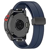 VeveXiao Strap Compatible with Garmin Fenix 7X, 26mm Soft Silicone Sport Replacement Band Magnetic Buckle Adjustable Watch Band with Quick Fit Strap For Fenix 6X Pro, 6X, 5X Plus, 5X, Silicone