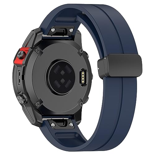 VeveXiao Strap Compatible with Garmin Fenix 7X, 26mm Soft Silicone Sport Replacement Band Magnetic Buckle Adjustable Watch Band with Quick Fit Strap For Fenix 6X Pro, 6X, 5X Plus, 5X, Silicone