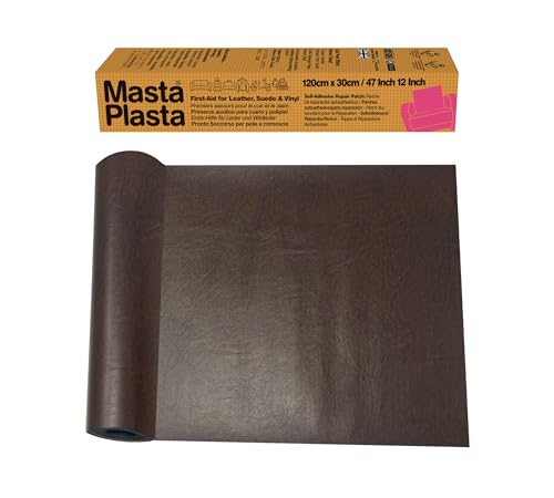 Image of MASTAPLASTA Original Leather Repair Tape - Mid-Brown 47.5in x 12in (120 x 30cm). Upholstery-Quality. Quick and Easy Leather Repair Patch Self Adhesive for Couch, Leather Patches for Car Seats